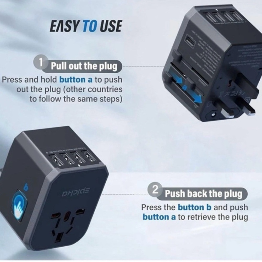 Universal Travel Adapter European Travel Plug Power Adapter International & CASE - Picture 8 of 11